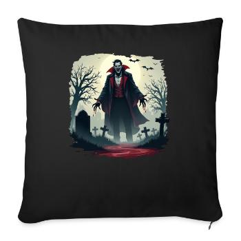 Vampire Grave Spirit T-shirt - Throw Pillow Cover 17.5” x 17.5” - black - Front