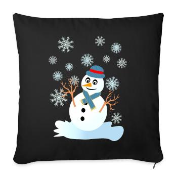 Funny snowman christmas - Throw Pillow Cover 17.5” x 17.5” - black - Front