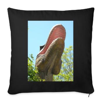 Dinosaur Roar Oversized T-Rex Design - Throw Pillow Cover 17.5” x 17.5” - black - Front