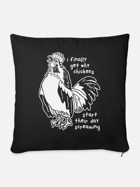 Chickens Screaming - Throw Pillow Cover 17.5” x 17.5” - black