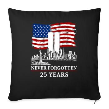Never Forgotten 25 Years Memorial - Throw Pillow Cover 17.5” x 17.5” - black - Front