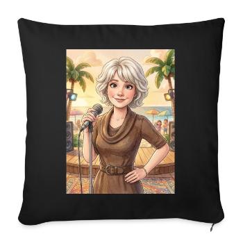 Beach Singer at Sunset - Throw Pillow Cover 17.5” x 17.5” - black - Front