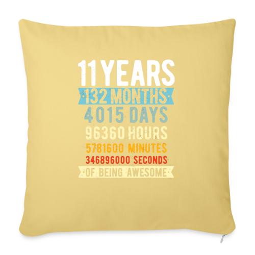 11th Birthday 11 Years Old Vintage - Throw Pillow Cover 17.5” x 17.5”