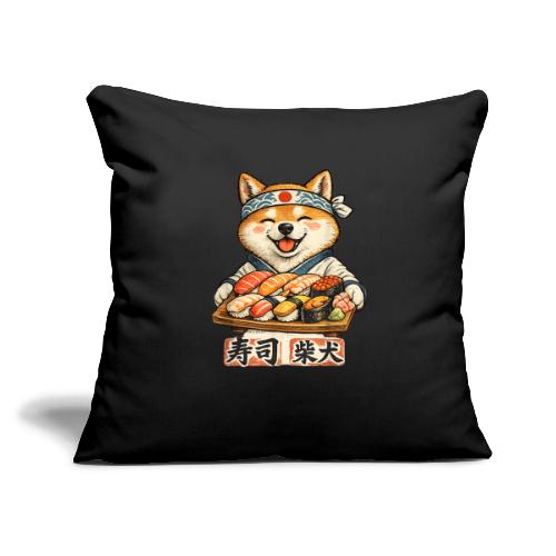 Funny Shiba Inu Sushi Kawaii Dog Tee - Throw Pillow Cover 17.5” x 17.5”
