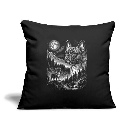 Vintage French Bulldog Moon Howling Tee - Throw Pillow Cover 17.5” x 17.5”