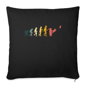 Kitesurfer Kiteboarder Kitesurfing Evolution - Throw Pillow Cover 17.5” x 17.5” - black - Front