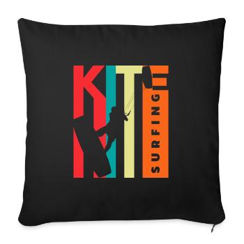 Funny Kitesurfer Kiteboarder Kitesurfing Gift - Throw Pillow Cover 17.5” x 17.5” - black - Front