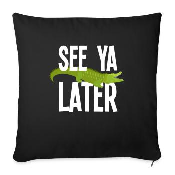 Funny Alligator Lover Gift - Throw Pillow Cover 17.5” x 17.5” - black - Front