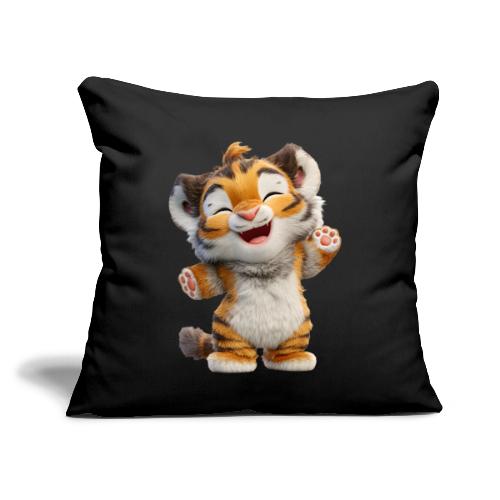 Energetic Baby Tiger Standing with Joy - Throw Pillow Cover 17.5” x 17.5”