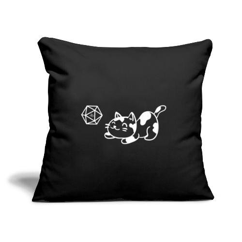 Cute Cat with D20 Dice - Throw Pillow Cover 17.5” x 17.5”