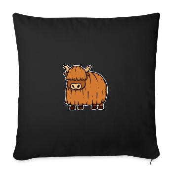 Cute Yak Animal Cattle Bird Gift Idea - Throw Pillow Cover 17.5” x 17.5” - black - Front