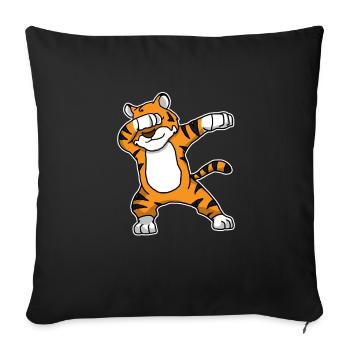 Funny Dabbing Tiger Dab Dance Panther Gift - Throw Pillow Cover 17.5” x 17.5” - black - Front