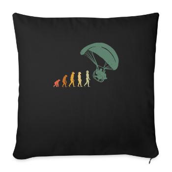Paraglider Parachute Skydiving Paramotor Evolution - Throw Pillow Cover 17.5” x 17.5” - black - Front