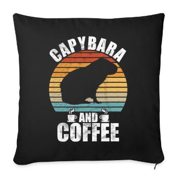 Capybara zoo animal design - Throw Pillow Cover 17.5” x 17.5” - black - Front