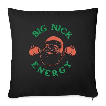 Big Nick Energy Retro Groovy Funny Jolly Santaa - Throw Pillow Cover 17.5” x 17.5” - black - Front