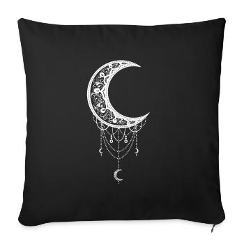Vintage Ocuult Crescent Witch Gothic - Throw Pillow Cover 17.5” x 17.5” - black - Front