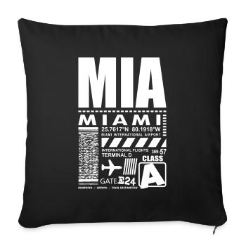 MIA Miami Airport - Throw Pillow Cover 17.5” x 17.5” - black - Front