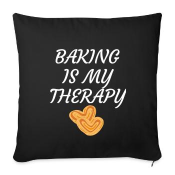 baking is my therapy shirt | baking lovers gift - Throw Pillow Cover 17.5” x 17.5” - black - Front
