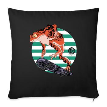Skating frog - Throw Pillow Cover 17.5” x 17.5” - black - Front
