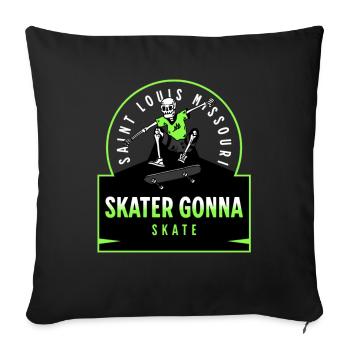 Skull Skate - Throw Pillow Cover 17.5” x 17.5” - black - Front