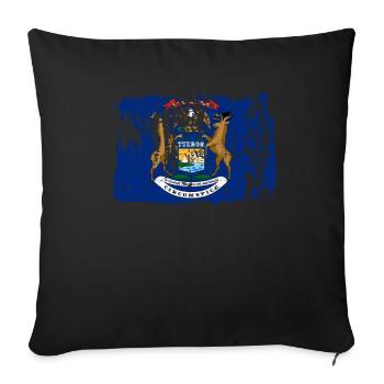 Michigan Travels Gift - Throw Pillow Cover 17.5” x 17.5” - black - Front
