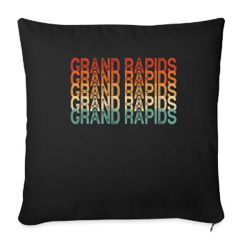 Grand Rapids Michigan - Throw Pillow Cover 17.5” x 17.5” - black - Front