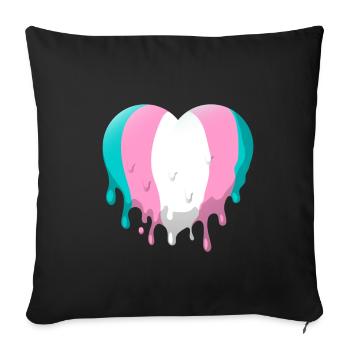 Trans Heart - Throw Pillow Cover 17.5” x 17.5” - black - Front