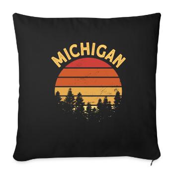 Michigan Usa Staate - Throw Pillow Cover 17.5” x 17.5” - black - Front