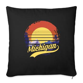 Michigan Usa Staate - Throw Pillow Cover 17.5” x 17.5” - black - Front