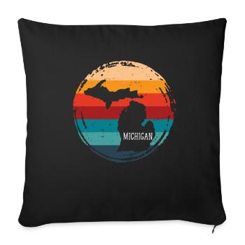 Michigan Usa Staate - Throw Pillow Cover 17.5” x 17.5” - black - Front