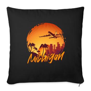 Michigan Usa Staate - Throw Pillow Cover 17.5” x 17.5” - black - Front