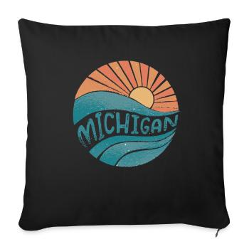 Michigan Usa Staate - Throw Pillow Cover 17.5” x 17.5” - black - Front