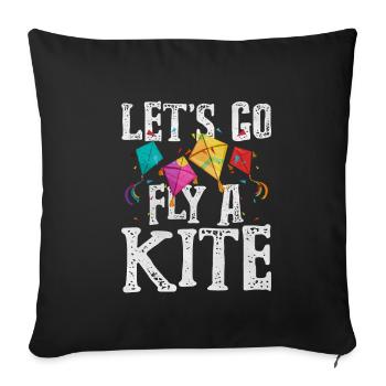 Kite Flying - Throw Pillow Cover 17.5” x 17.5” - black - Front