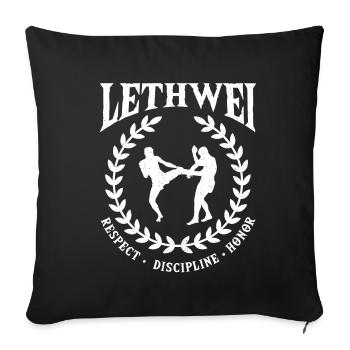 Lethwei Respect Discipline Honor - Throw Pillow Cover 17.5” x 17.5” - black - Front