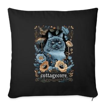Russian Blue Cat - Throw Pillow Cover 17.5” x 17.5” - black - Front
