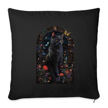 Russian Blue Cat - Throw Pillow Cover 17.5” x 17.5” - black - Front