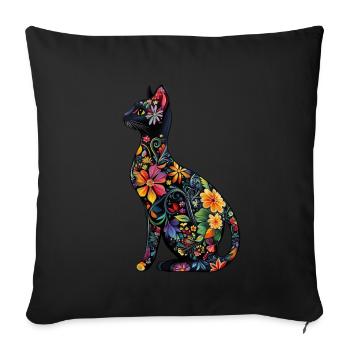 Russian Blue Cat - Throw Pillow Cover 17.5” x 17.5” - black - Front