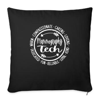 Mammography Tech Rad Tech Vintage - Throw Pillow Cover 17.5” x 17.5” - black - Front