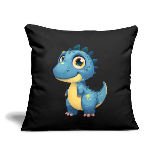 Smiling Blue and Yellow Baby Dinosaur - Throw Pillow Cover 17.5” x 17.5”