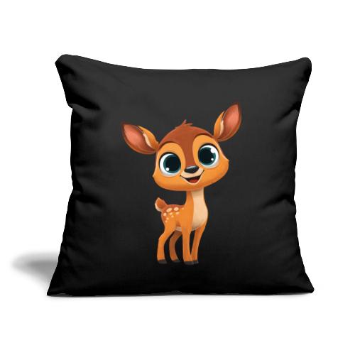 Cute Cartoon Deer with Joyful Big Eyes - Throw Pillow Cover 17.5” x 17.5”