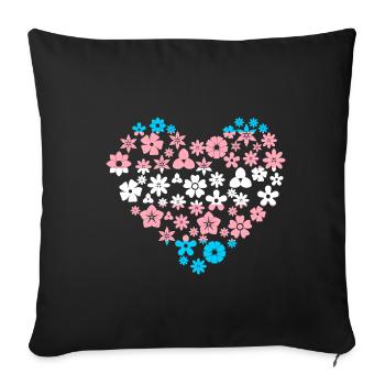Trans Heart - Throw Pillow Cover 17.5” x 17.5” - black - Front