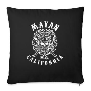 MC Mayan Motorcycle Club Vintage Skull California - Throw Pillow Cover 17.5” x 17.5” - black - Front