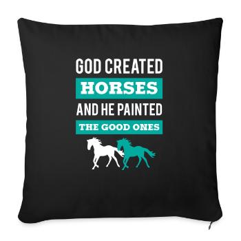 Equestrians With A Painted Horse - Throw Pillow Cover 17.5” x 17.5” - black - Front