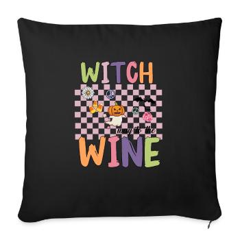 WITCH WINE - Throw Pillow Cover 17.5” x 17.5” - black - Front