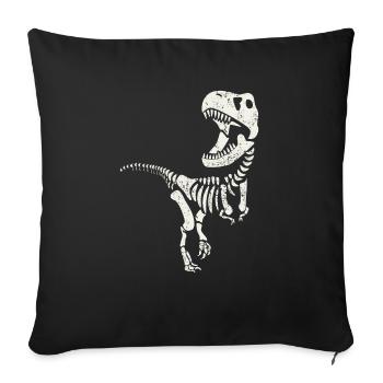 T Rex Dinosaur Skeleton Fossil Fuel Dino Jurassic - Throw Pillow Cover 17.5” x 17.5” - black - Front