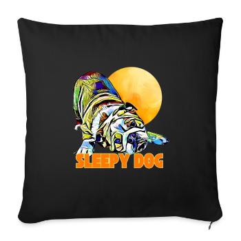 The Sleepy Dog - Throw Pillow Cover 17.5” x 17.5” - black - Front