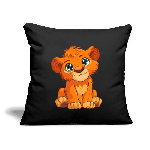 Sweet Cartoon Lion Cub with Big Innocent Eyes - Throw Pillow Cover 17.5” x 17.5”
