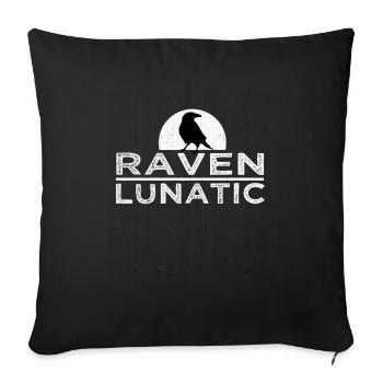 Raven Lunatic Shirt - Gothic Raven for Halloween - Throw Pillow Cover 17.5” x 17.5” - black - Front