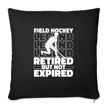 Field Hockey Retired - Throw Pillow Cover 17.5” x 17.5” - black - Front
