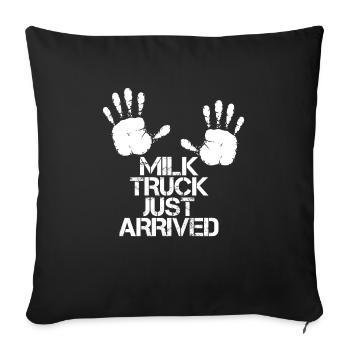 Milk Funny Milk Truck - Throw Pillow Cover 17.5” x 17.5” - black - Front